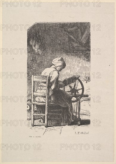 The Spinner, 1853. Creator: Jacques-Adrien Lavieille.