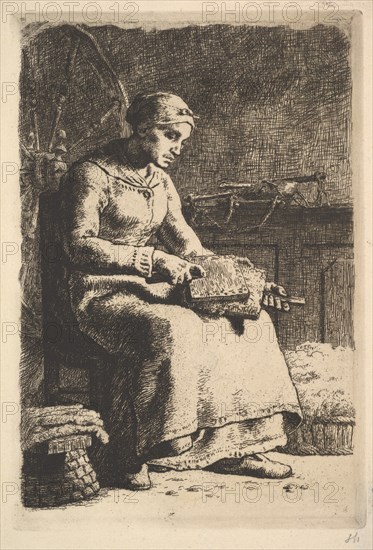 The Wool Carder, ca. 1855-56. Creator: Jean Francois Millet.