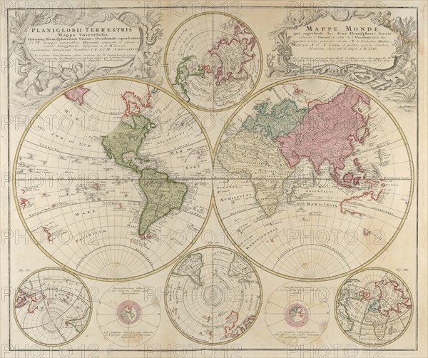 Planiglobii Terrestris Mappa Universalis..., 1746. Creator: Johann Baptista Homann.