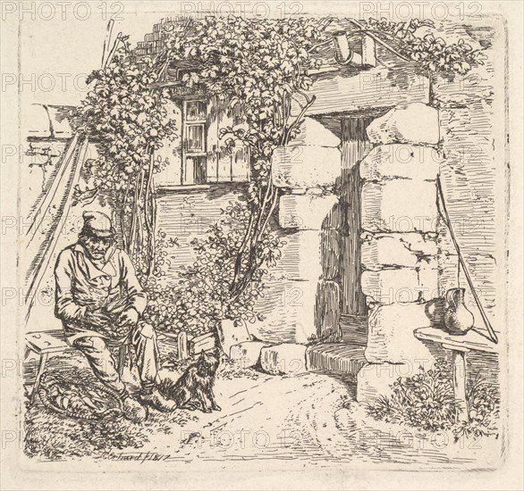 The Old Man and his Pomeranian Dog, 1817. Creator: Johann Christian Erhard.