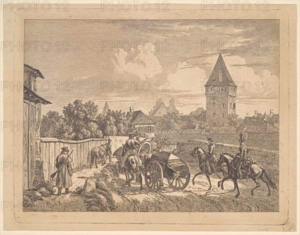 Russian Lancers Escorting the Regimental Cassonne, 1816. Creator: Johann Christian Erhard.