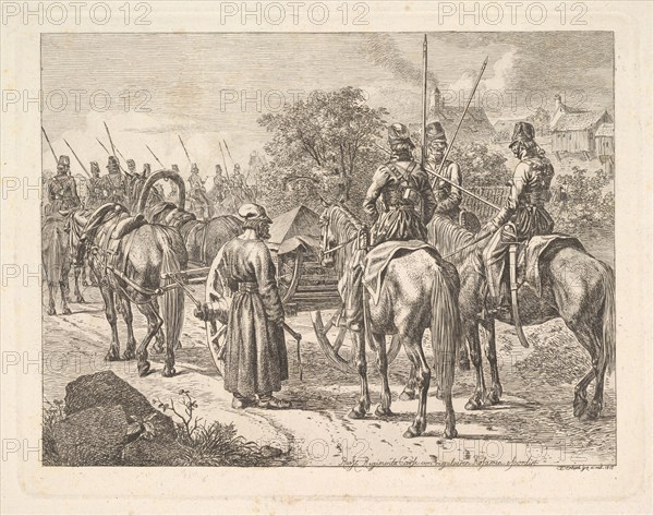 Cossacks Escorting the Regimental Cassone, 1815. Creator: Johann Christian Erhard.