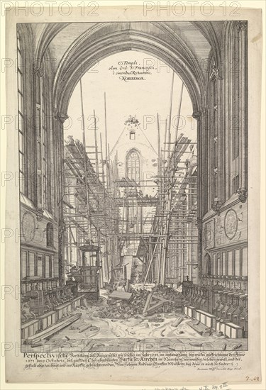 View of the Church of the Franciscans in Nuremberg under Reconstruction, from the series V....n.d. Creator: Johann Ulrich Kraus.