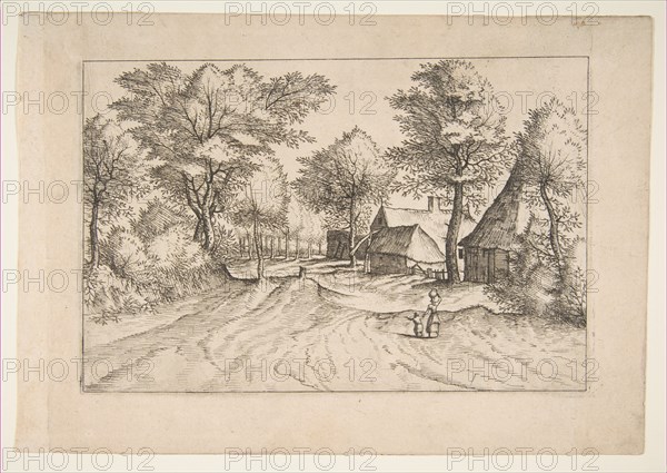 Village Road with a Farm and Sheds, from the series, The Small Landscapes