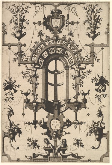 Modern Grotesque with Strapwork, 1554. Creator: Johannes van Doetecum I.