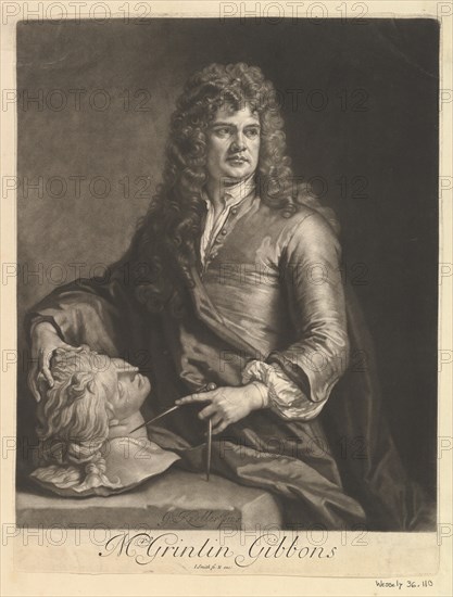 Portrait of Grinling Gibbons, 1690. Creator: John Smith.
