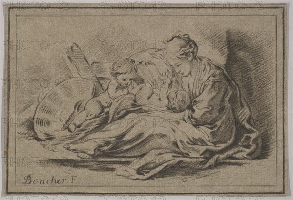 Mother with Two Children, 18th century. Creator: Jurriaan Cootwijk.