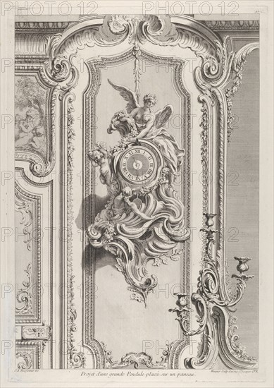 Projet d'une grande Pendule, from 'Oeuvre de Juste Aurele Meissonnier', ca. 1742-48. Creator: Juste-Aurele Meissonier.