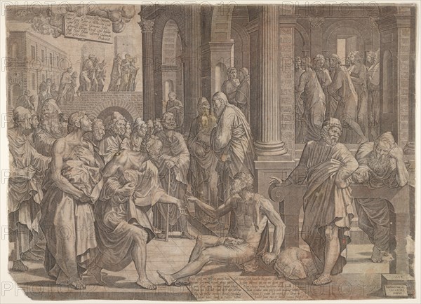 Saint John and Saint Peter Healing the Cripple, 1553. Creator: Lambert Suavius.