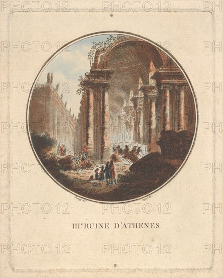 Ruins of Athens with a vaulted portico, ca. 1770-1808. Creator: Laurent Guyot.