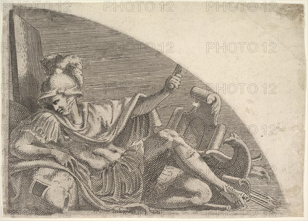 Mars Seated Amid Trophies, 1540-56. Creator: Leon Davent.