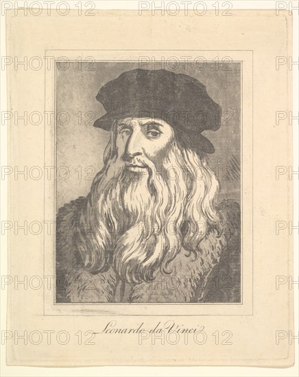 Portrait of Leonardo da Vinci (from Characaturas by Leonardo da Vinci, from Drawings by Wi..., 1786. Creator: Unknown.
