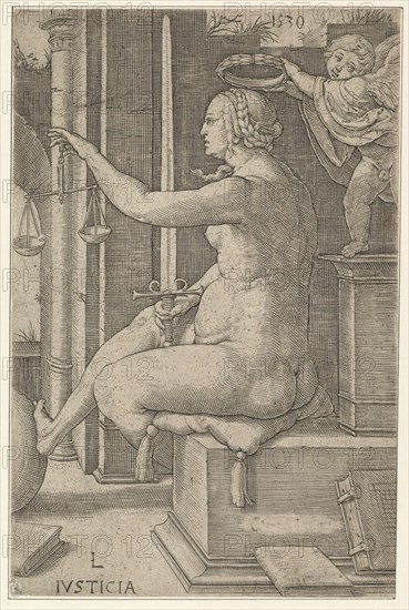 Justice, from the series The Virtues, 1530. Creator: Lucas van Leyden.