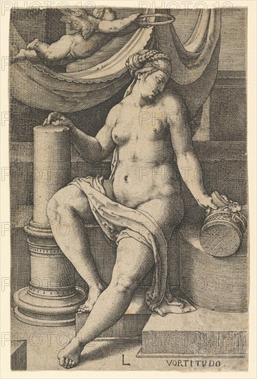 Fortitude, from the series The Seven Virtues, 1530. Creator: Lucas van Leyden.