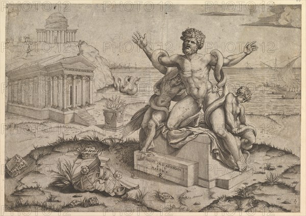 Speculum Romanae Magnificentiae: Ancient bas-reliefs with Laocoon, ca. 1516-20