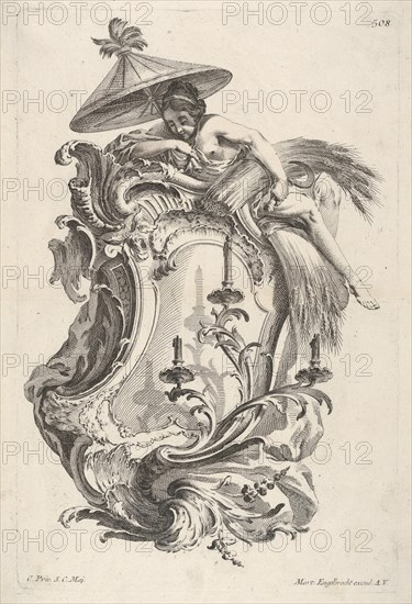 Sconce Representing Summer, from 'Wand-Leuchter die 4 Jahrseiten vorstellend', ca. 1730-56. Creator: Martin Engelbrecht.