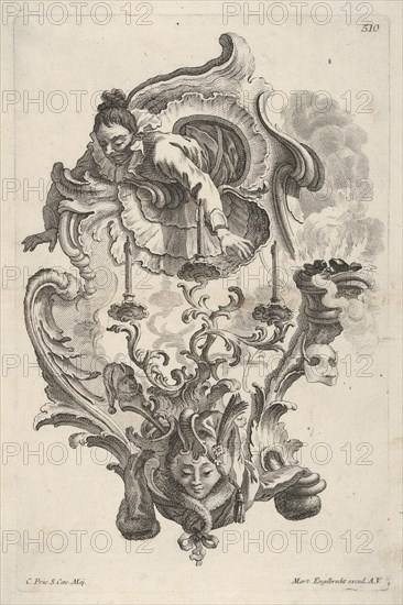 Sconce Representing Winter, from 'Wand-Leuchter die 4 Jahrseiten vorstellend', ca. 1730-56. Creator: Martin Engelbrecht.