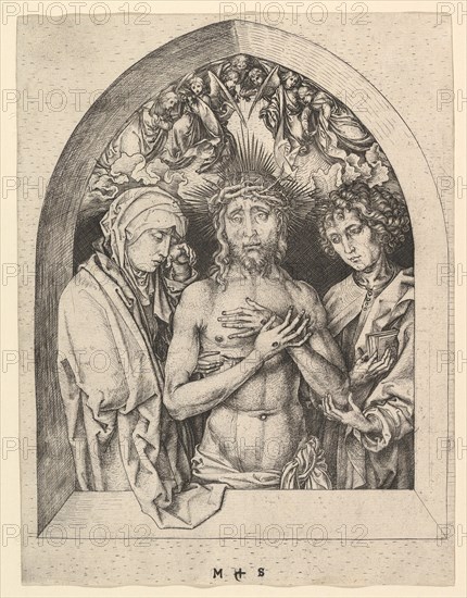 Christ as the Man of Sorrows with the Virgin and St. John, ca. 1435-1491. Creator: Martin Schongauer.