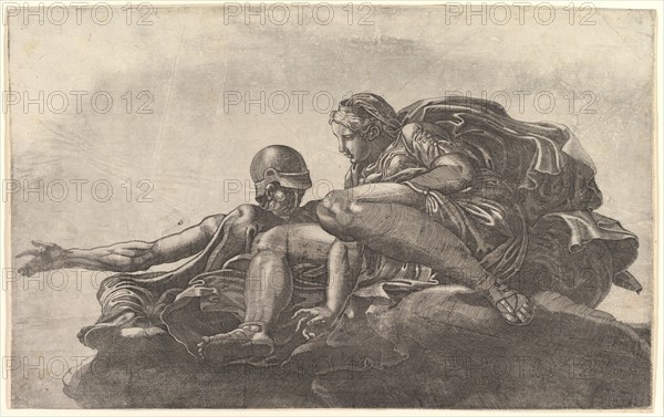 Two Gods on a Cloud, mid-16th century. Creator: Attributed to Master FG