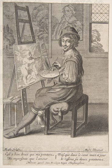 Painter at an Easel, 1620-67. Creator: Michel Lasne.