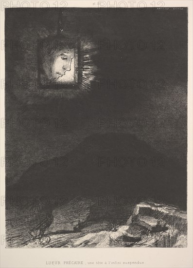 The vague glimmer of a head suspended in space, 1891. Creator: Odilon Redon.