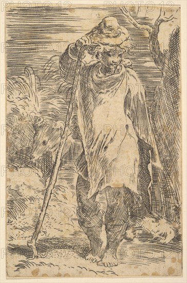 Standing Shepherd, early 16th century. Creator: Attributed to Parmigianino