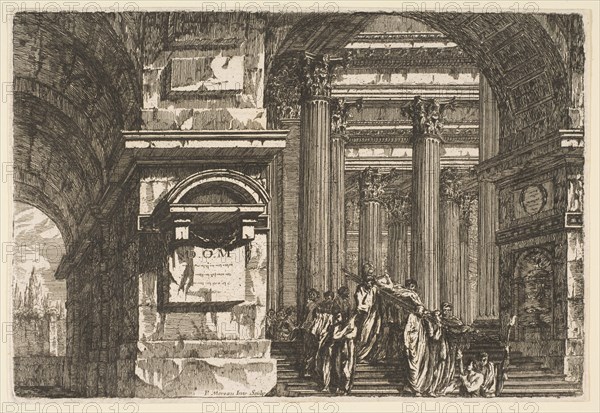 Funerary Scene in a Temple, ca. 1760. Creator: Pierre Moreau.