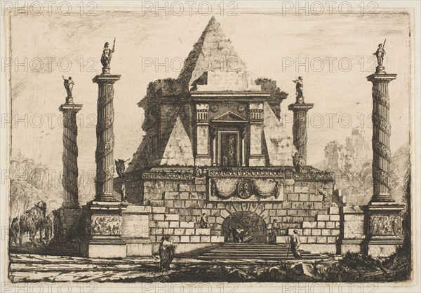 View of a Funerary Monument and Crypt, ca. 1760. Creator: Pierre Moreau.