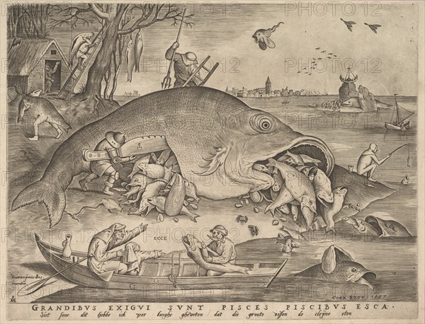 Big Fish Eat Little Fish, 1557. Creators: Pieter van der Heyden, Pieter Bruegel the Elder.