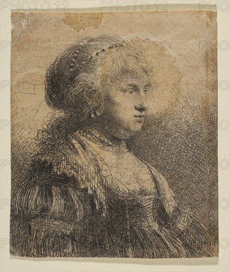 Saskia with Pearls in Her Hair, 1634. Creator: Rembrandt Harmensz van Rijn.