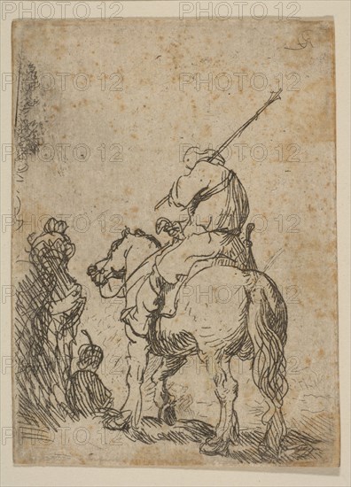 Turbaned Soldier on Horseback, ca. 1629. Creator: Rembrandt Harmensz van Rijn.