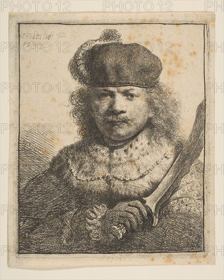 Rembrandt with Raised Sabre, 1634. Creator: Rembrandt Harmensz van Rijn.