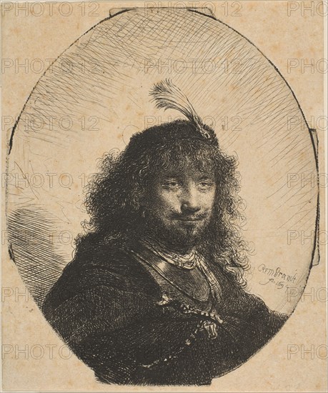 Self-Portrait with Plumed Cap and Lowered Sabre, 1634. Creator: Rembrandt Harmensz van Rijn.