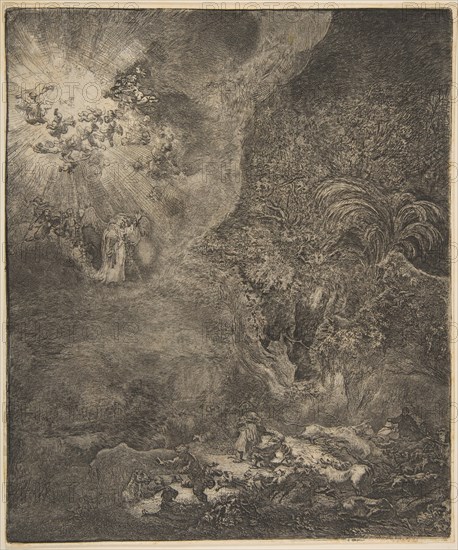 The Angel Appearing to the Shepherds. Creator: Rembrandt Harmensz van Rijn.