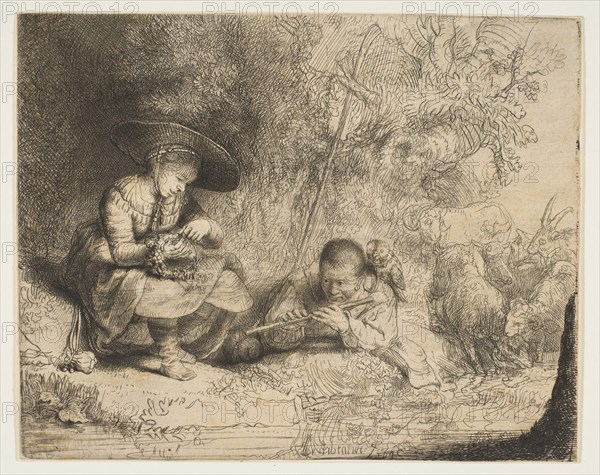 The Flute Player, 1642. Creator: Rembrandt Harmensz van Rijn.
