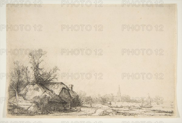Cottage beside a Canal with a View of Ouderkerk, ca. 1641. Creator: Rembrandt Harmensz van Rijn.