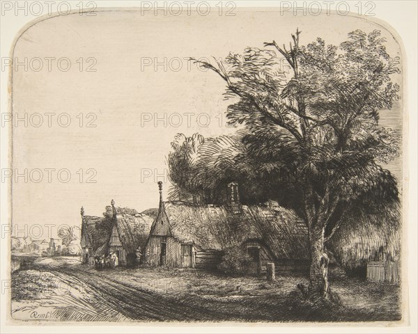 Landscape with Three Gabled Cottages Beside a Road, 1650. Creator: Rembrandt Harmensz van Rijn.