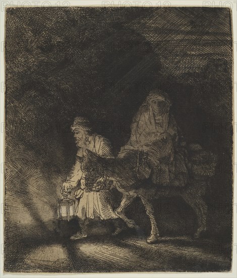 The Flight into Egypt: a Night Piece, 1651. Creator: Rembrandt Harmensz van Rijn.