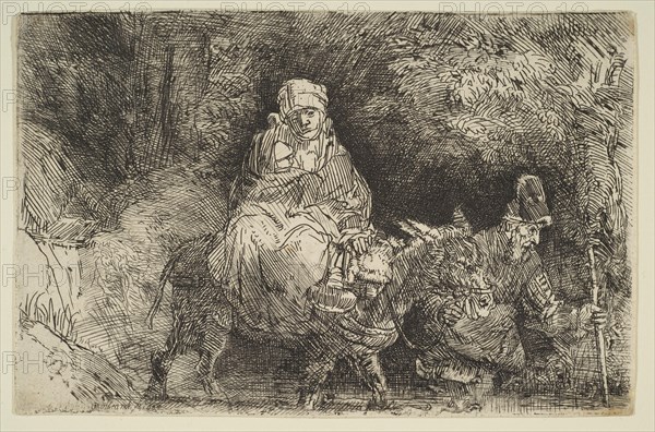 The Flight into Egypt: Crossing a Brook, 1654. Creator: Rembrandt Harmensz van Rijn.