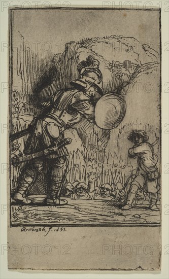 David and Goliath, 1655. Creator: Rembrandt Harmensz van Rijn.