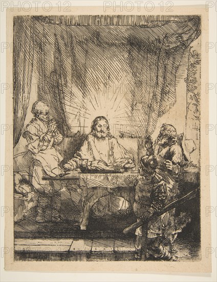 Christ at Emmaus: The Larger Plate, 1654. Creator: Rembrandt Harmensz van Rijn.