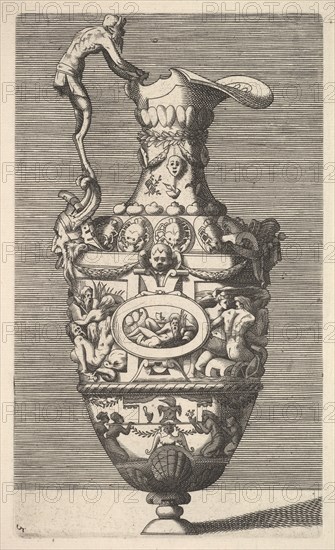 Vase with a River God in an Oval Medallion, 17th century. Creator: Rene Boyvin.