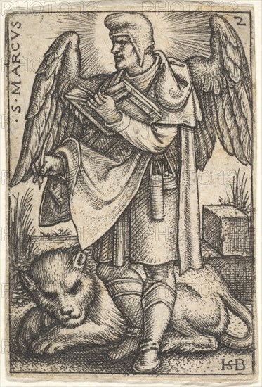Plate 2: Saint Mark, his head turned in profile to the left, with an open book in his righ..., 1541. Creator: Sebald Beham.