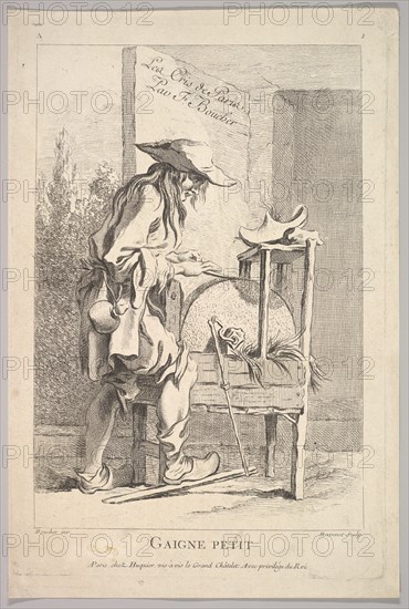 Frontispiece: Gaigne Petit, from Le Cris de Paris (The Cries of Paris), plate 1, 18th century. Creator: Simon François Ravenet.