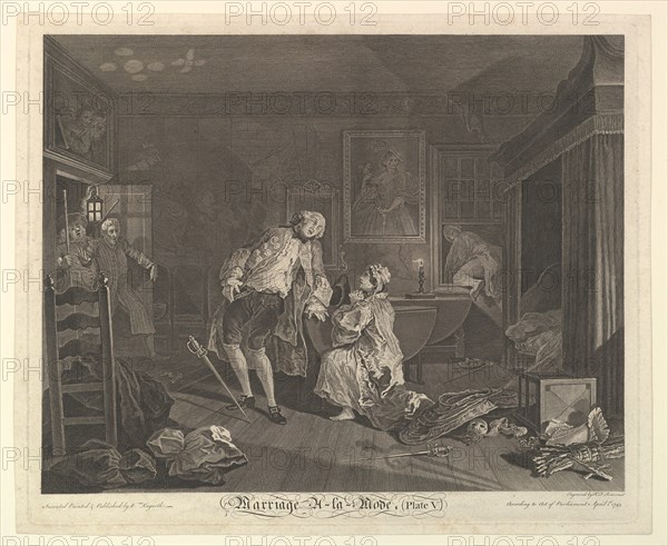 Marriage A-la-Mode, Plate V, April 1745. Creator: Simon François Ravenet.