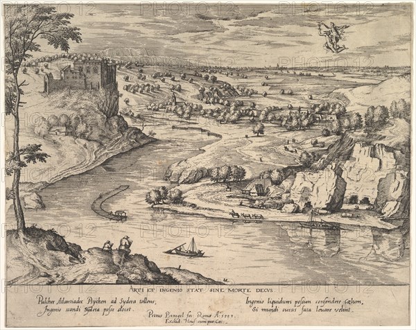 River Landscape with Mercury Abducting Psyche, ca. 1595. Creator: Simon Novellanus.