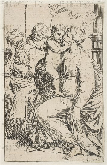 Holy Family with Saint John the Baptist, copy in reverse after Cantarini, ca. 1640-1642 or after. Creator: Unknown.