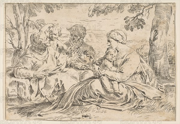 Holy Family with Saint Elizabeth and Saint John the Baptist, copy in reverse a..., ca.1639 or after. Creator: Unknown.