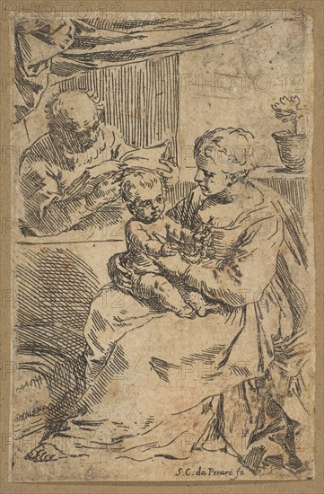 Holy Family with a rosary, ca. 1640-1642. Creator: Simone Cantarini.