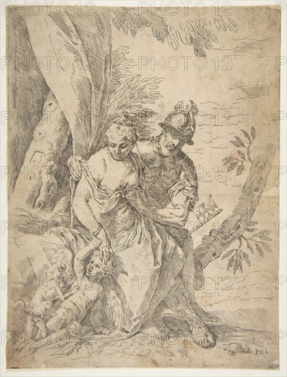 Mars, Venus and Cupid, ca.1637-1639. Creator: Simone Cantarini.